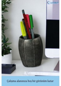 Resim Kalemlik Gümüş Eskitme Renk Masa Kalemliği Organizer Kalemlik Model 13 Çok REnkli 