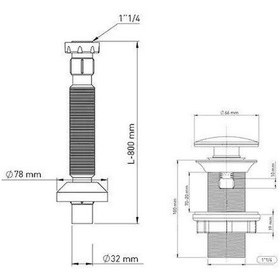 Resim İz Yapı Taşmalı Aç Kapa Körüklü Lavabo Sifonu Metal Krom 