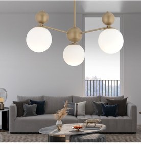 Resim Kuvars 3lü Eskitme Beyaz Camlı Modern Koridor Yatak Odası Salon Avize 