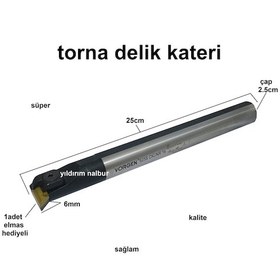 Resim Torna Delik Kateri Elmaslı Torna Kater Bıçağı Elmas Büyük Boy 