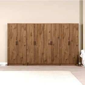 Resim Kardelen Serisi Atlantik Çam 8 Kapaklı 13 Raflı 300 Cm Elbise Dolabı - Gardırop Seti Atlantik Çam 