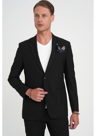 Resim Efor Slim Fit Torba Cep Esnek Pamuk Düz Siyah Blazer Ceket C 712 Siyah 