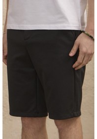Resim Erkek Beli Lastikli Rahat Kesim Siyah Şort Siyah 