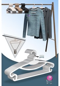 Resim Morpanya 18 Adet Etek Pantolon Eşarp Kıyafet Konfeksiyon Elbise Askısı Beyaz 