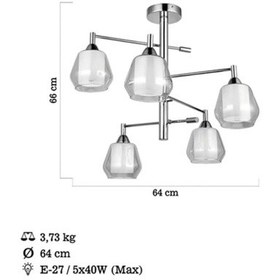 Resim Palmela 5 Lı Krom Plafonyer 5xe27 Çok Renkli 