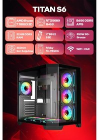 Resim Game Garaj Titan S6 R7-7800X3D 32 GB 1 TB SSD RTX5080 Free Dos Oem Paket Masaüstü Oyuncu Bilgisayarı 