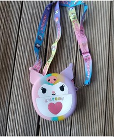 Resim Çanta Silikon Sanrio Kuromi Karakter Figür Popit Çocuk Ayarlanabilir İp Askı Omuz Çantası 