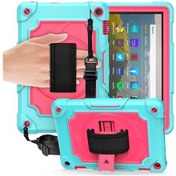 Resim Amazon Uyumlu Kindle Fire Hd 8 2020 360 Derece Dönme Pikap Kontrast Renk Robot Darbeye Dayanıklı Silikon + Pc Koruyucu Kılıf Tutucu İle 