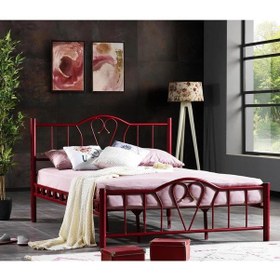 Resim Reyo Orkide Tek Kişilik Ferforje Bordo Metal Karyola 120x200 