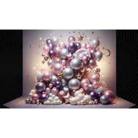 Resim Venspor Parlak Balon Demeti Arkaplan, Yıldızlı Gökyüzü Temalı, 200x150cm Fon, Duvar Örtüsü 