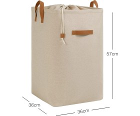 Resim Storemax Karaworksell Ocean Home Textile Ağzı Büzgülü Bej Renk Çamaşır Sepeti 36 x 36 x 57 cm 