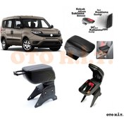 Resim OTO H.İ.T. Fiat Doblo D4 Uyumlu Kol Dayama Ve Kolçak Sürgülü Bardaklıklı Ayarlanabilir Siyah Deri 