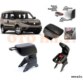 Resim OTO H.İ.T. Fiat Doblo D4 Uyumlu Kol Dayama Ve Kolçak Sürgülü Bardaklıklı Ayarlanabilir Siyah Deri 