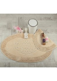 Resim Cotton Special 2'li Oval Osmanlı Desen Pamuklu Klozet Takımı Sütlü Kahverengi 60 x 100 / 50 x 60 CM Sütlü Kahverengi 