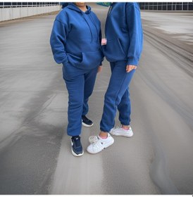 Resim Ceyss Design Unisex Üç İplik Şardonlu Oversize Hoodieli Eşofman Takımı-indigo İndigo 