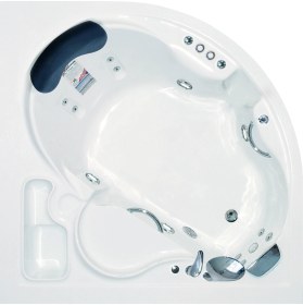 Resim Sunset Oturmalı Oval Jakuzi 150x150, H:55 Party Hidromasaj Sistemli Küvet (Gövde + Metal Ayak + Ön Panel) 