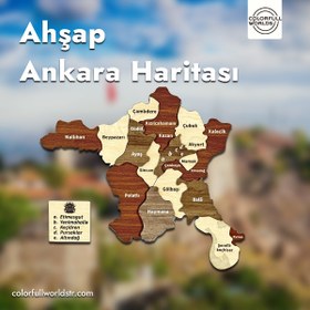 Resim 3D Ahşap Ankara Şehir Haritası - Çok Katmanlı - Medium | 40x35 cm 