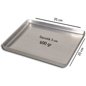 Resim Alüminyum Baklava Tepsisi 25x35x3 Cm 600 Gr Gri 