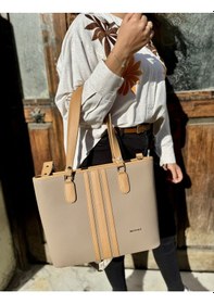 Resim Kadın Orijinal Just Polo Yeni Sezon Büyük Boy 3 Bölmeli Lüks El Ve Omuz Çantası Shoulder Bag Bej 