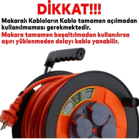 Resim Plastik Makaralı Seyyar Kablo Kapaklı 4 Prizli Plastik Uzatma Kablosu 3x2.5 mm Cca Kablo 40 Metre 