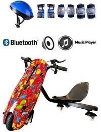 Resim Citymate Drift Car Elektrikli Kaykay Hoverboard Işıklı Bluetoothlu Desen22 - Kask Ve Dizlik 