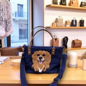 Resim Köpekli Denim Çanta 