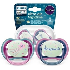 Resim Philips Avent Ultra Air Night Karanlıkta Parlar Gece Emziği 6-18 Ay Kız Çok Renkli 