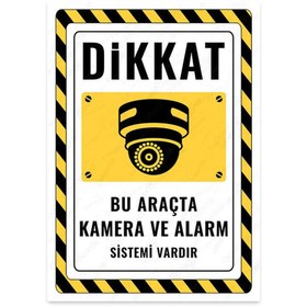 Resim KanvasSepeti Bu Araçta Kamera Ve Alarm Sistemi Vardır Uyarı Folyo Etiket Baskı (21,6×30,3cm) Sticker 