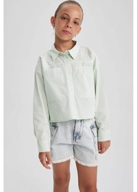 Resim Defacto Kız Çocuk Crop Poplin Uzun Kollu Gömlek B1707a823autr368 Turkuaz 