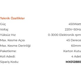 Resim Max Extra MX2880 - Elektronik Devirli Planya Makinesi 450 Watt 