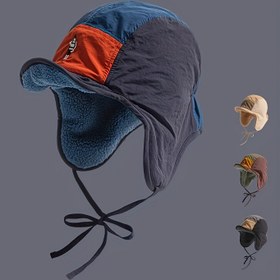 Resim Kadınlar için Kış Sıcak Fleece Astarlı Beanie Şapka - Soğuk Hava, Kar ve Bisiklet için Hafif Kış Şapkası, Gri Renkli Kırmızı ve Beyaz Logolu, Sadece Elde Yıkanabilir 
