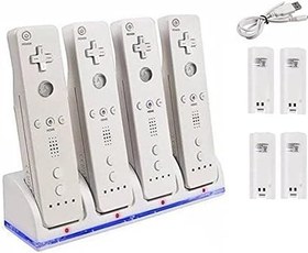 Resim Kavolet Wii için Şarj İstasyonu, 4 Adet 2800 mAh Şarj Edilebilir Hücre ve Hücre Şarj İstasyonu, Uzaktan Kumanda Şarj İstasyonu, Wii Uzaktan Anahtar Aksesuarı için Şarj İstasyonu 