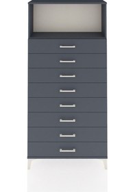 Resim Arges Dolap Tek Raflı 8 Çekmeceli 88x30x182 Antrasit-antrasit Antrasit 