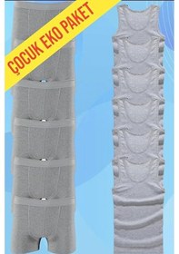 Resim Tezzgelsin Erkek Çocuk Pamuklu Penye 6 Atlet 6 Boxer Gri Gri 
