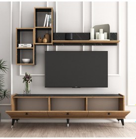 Resim MOXEN MT2 MİRA DUVAR RAFLI TV SEHPASI - KİTAPLIKLI TV ÜNİTESİ 