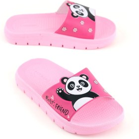 Resim GEZER Kız Çocuk Yazlık Best Friend Panda PU Rahat Taban Ev Banyo Havuz Plaj Terlik 