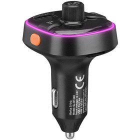 Resim S-link SL-BT240 RGB Bluetooth V5.0 Led Ekran Tf Kartlı Çift USB Qualcomm QC3.0 Hızlı Şarjlı Fm Transitter 
