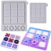 Resim 1 adet Büyük Tic Tac Toe Reçine Kalıbı, Reçine Dökümü için Tic Tac Toe Silikon Kalıpları, DIY Masaüstü Oyunu, Seyahat Oyunu, Parti Malzemeleri için Büyük Epoksi Reçine Silikon Kalıpları 