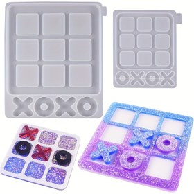 Resim 1 adet Büyük Tic Tac Toe Reçine Kalıbı, Reçine Dökümü için Tic Tac Toe Silikon Kalıpları, DIY Masaüstü Oyunu, Seyahat Oyunu, Parti Malzemeleri için Büyük Epoksi Reçine Silikon Kalıpları 