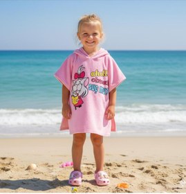 Resim LİTTLE TORTOİSE Kız Çocuk Canan Desenli Panço Bornoz - Plaj Terliği 2, Li Paj Seti 