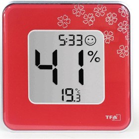 Resim Tfa Style Kırmızı Çiçekli Termometre Nem Ölçer 