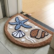Resim Yıldızbalığı ve Deniz Kabuğu Desenli Banyo Matı, 44.96x69.85 cm - Yumuşak, Makinede Yıkanabilir, Kaymaz TPR Arka Desteği, Banyo, Yatak Odası, Mutfak ve Giriş Yolu için Emici Kabarık Halı, Banyo Matı 