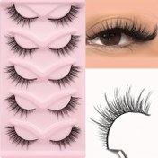 Resim 5 Çift Kedi Gözü Sahte Kirpik, Tilki Gözü Stili Kirpik Uçları Uzatılmış Tek Parça 3D Üç Boyutlu Taklit Vizon Kıvrımlı Kirpikler 