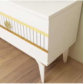 Resim Lenora Tv Ünitesi Takımı Beyaz-altın 