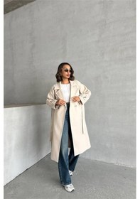 Resim Dip Moda Kadın Astarlı Bej İthal Kaşe Kaban Dpnbg048 Bej 