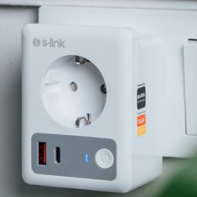 Resim S-Link MASTERPOWER 16A Akım Korumalı Akıllı Priz 2.4 Ghz Type-C USB Çıkışlı WIFIBT TUYA Destekli | Ramwhite 