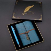 Resim Metal Kalem Ve Mavi Deri Defter 