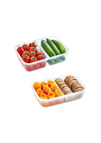 Resim 2 Bölmeli Sızdırmaz Contalı Kilitli Kapaklı 1 Litre Erzak Saklama Kabı -lc505 4741 