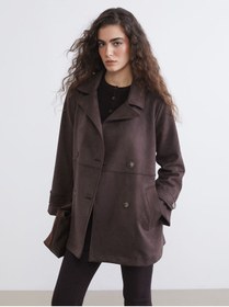 Resim LC Waikiki Timeless Clothing & Zamansız Seçimler Kruvaze Roba Yaka Bol Dikim Kadın Trençkot 