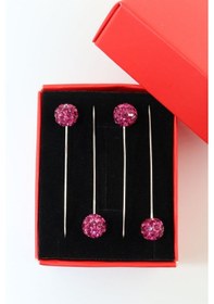 Resim Numetal 4 Lü Fuşya Taşlı Eşarp İğnesi. Şal İğnesi. Türban İğnesi. Başörtü İğnesi. Eşarp Ve Şal İğnesi. Fuşya 